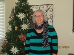 Me modeling a scarf I gave away for Christmas.